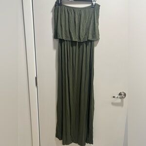 Olive green maxi tube dress